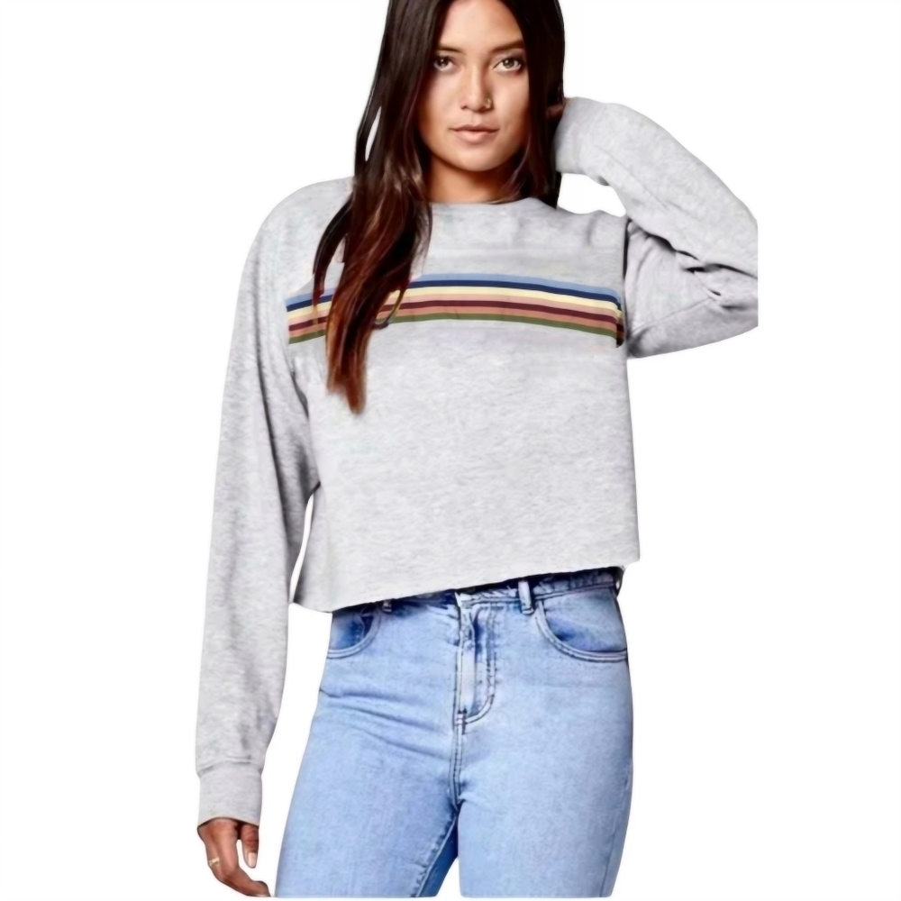 American Eagle Cropped Longsleeve Rainbow Stripe Top Size M